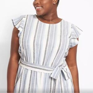 Lane Bryant Blue and White Striped Jumpsuit